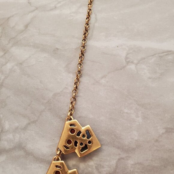 ✨ J.Crew Pave Rhinestone Crystal Blue Gold Coral Bohemian Necklace ✨ - Picture 13 of 16